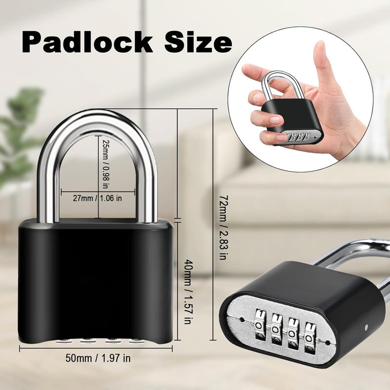 Faburo 2pcs Combination Lock, 4-Digit Heavy Duty Combo Lock, Combination Padlock Outdoor Waterproof Gate Locks for Outdoor Fence, Locker, Sheds, Gym, Gate Hasps (2pcs, Short Shackle) - Image 2